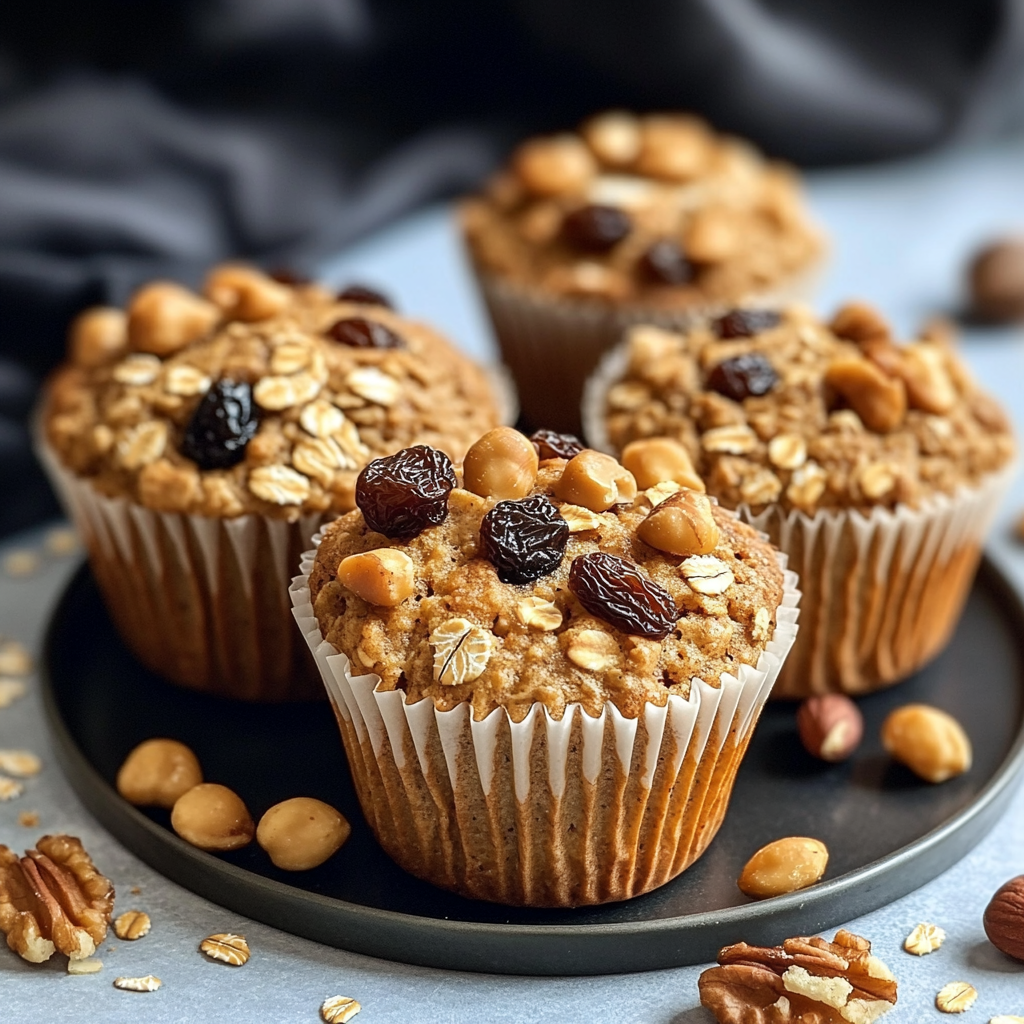 Healthy Oatmeal Muffins with Nuts and Raisins are delicious!